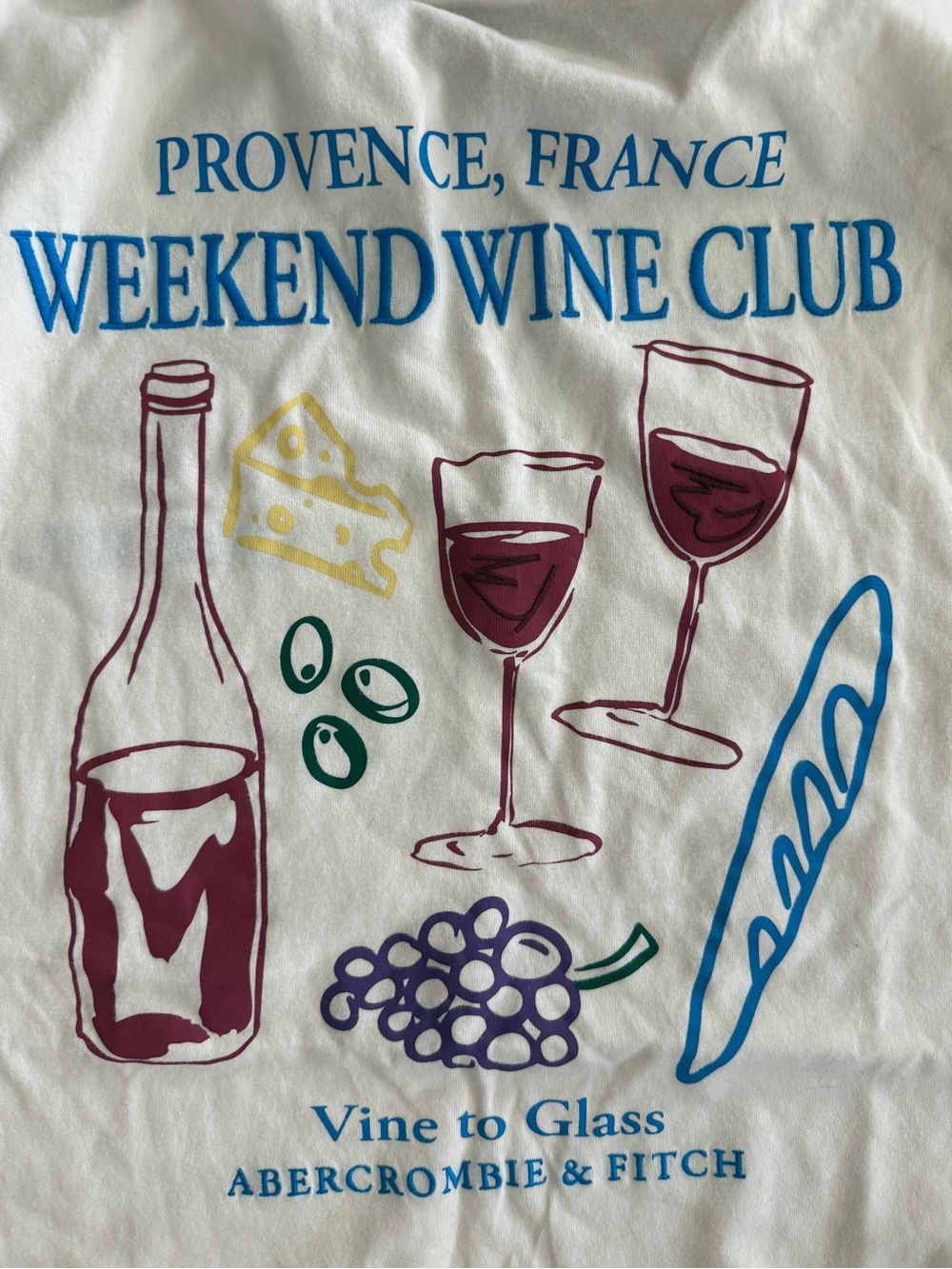 Abercrombie & Fitch Cream Tee with Wine Graphics - Picture 2 of 5